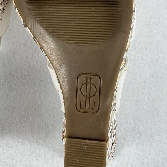 Jennifer Lopez White Open-Toe Wedge Sandals w/ Braided Platform Womens Sz 10 - Picture 15 of 16